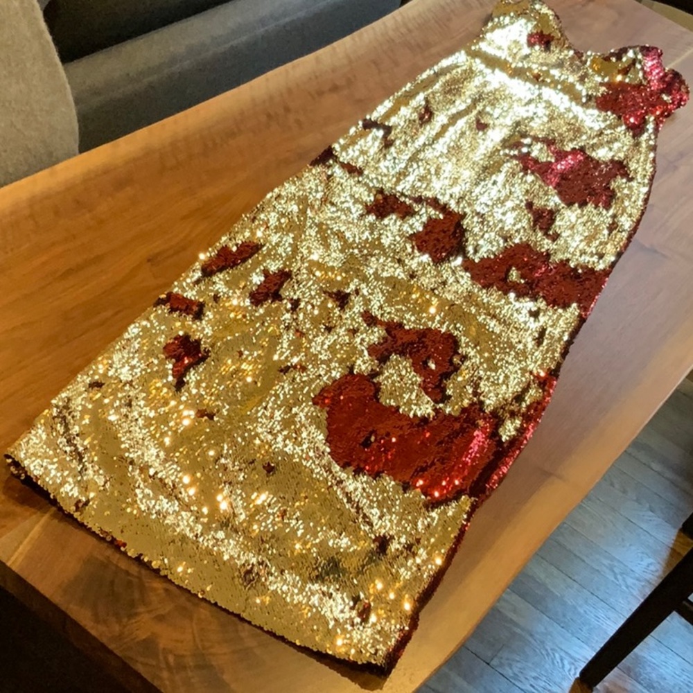 NK32 Naeem Khan Two-Tone Sequin Dress